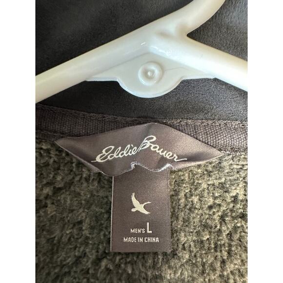 Eddie Bauer Men’s Sherpa Fleece 1/4 Zip Pullover Sweater Heather Gray Size Large - Picture 8 of 10